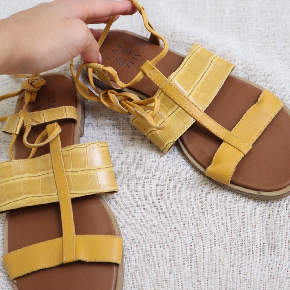 Naturalizer Fayee Yellow Tie Sandals - Picture 6 of 13